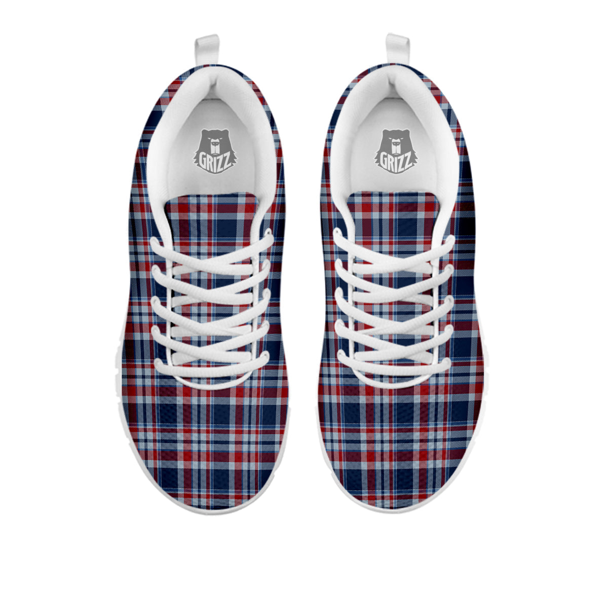 American Plaid Print Pattern White Sneaker-grizzshop