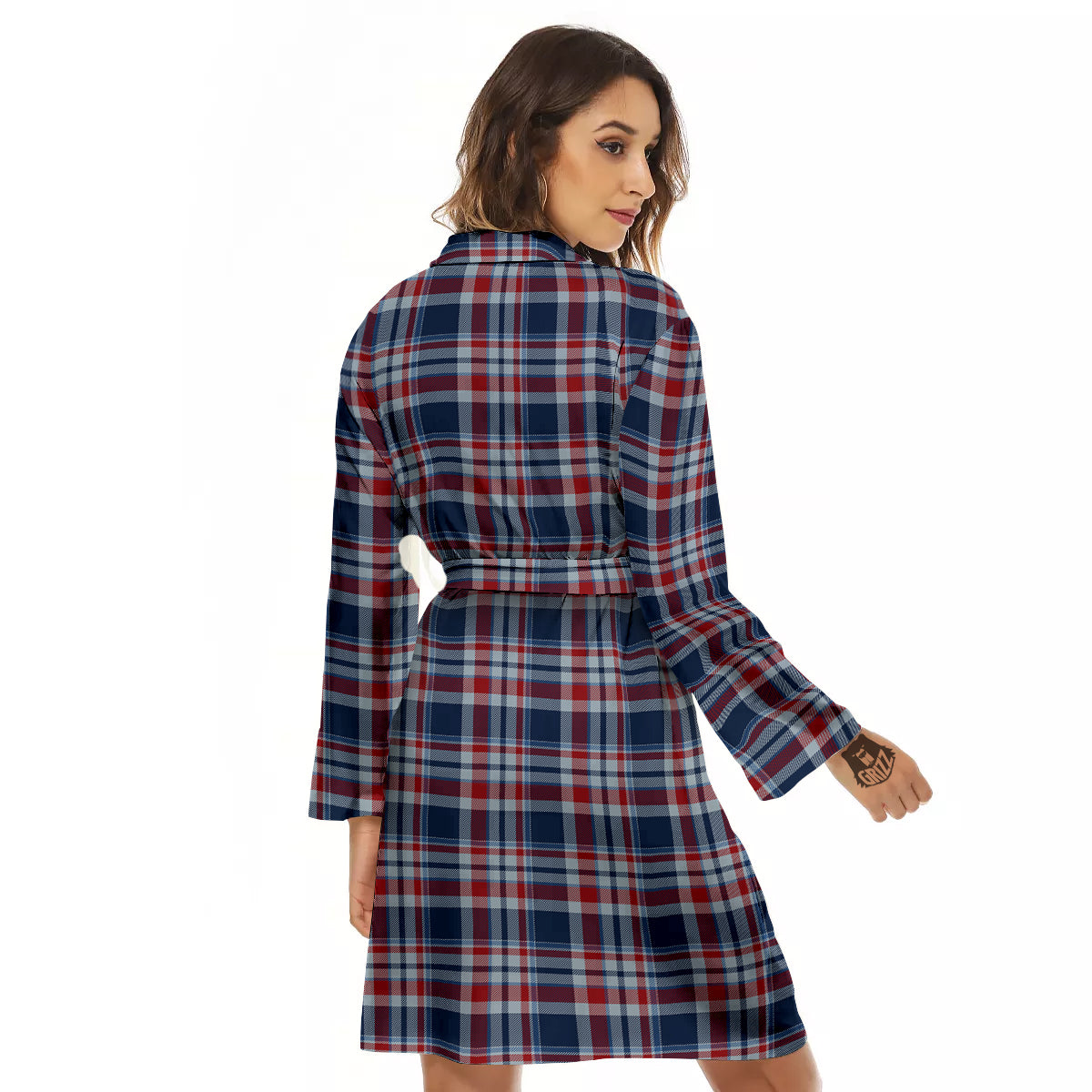 American Plaid Print Pattern Women's Robe-grizzshop