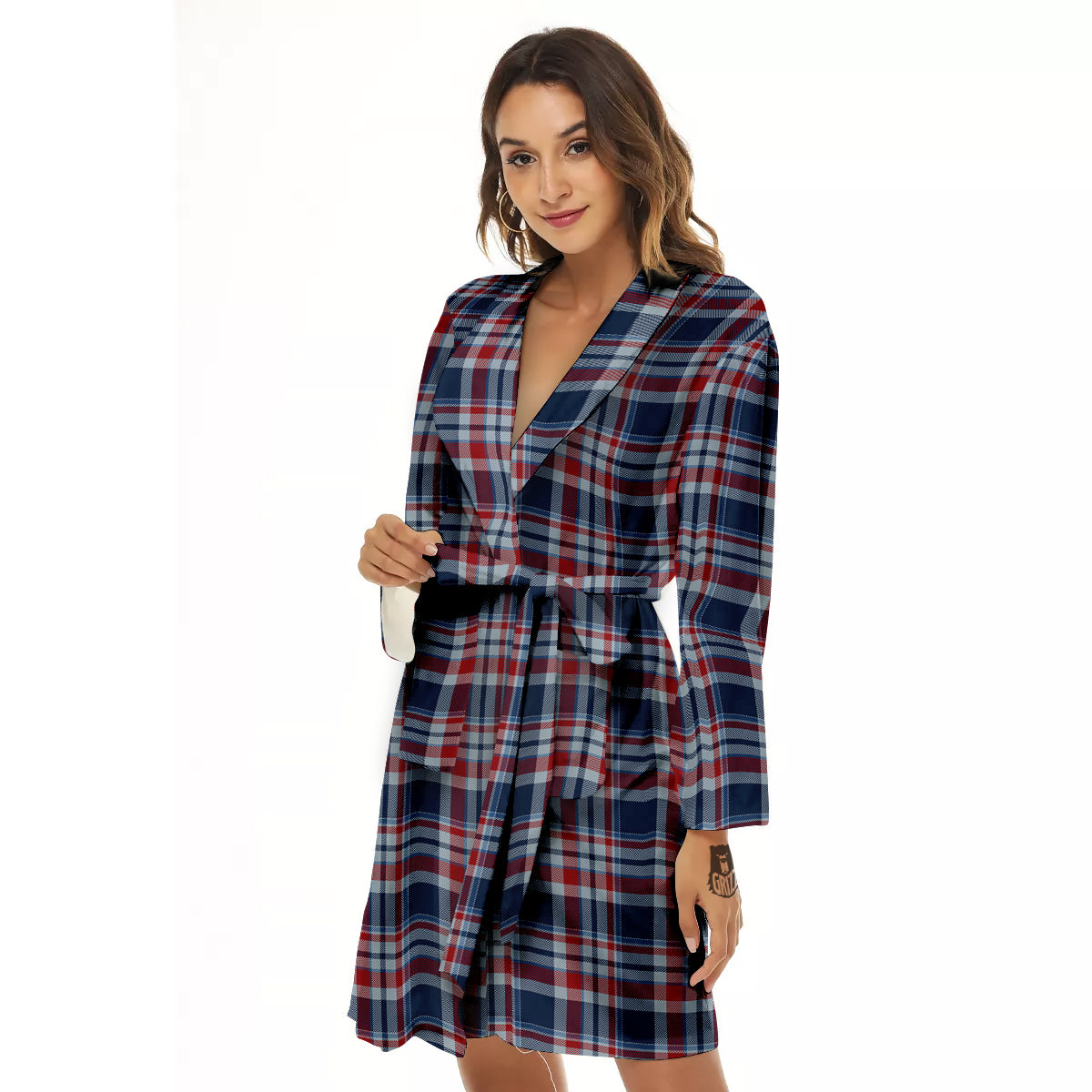 American Plaid Print Pattern Women's Robe-grizzshop
