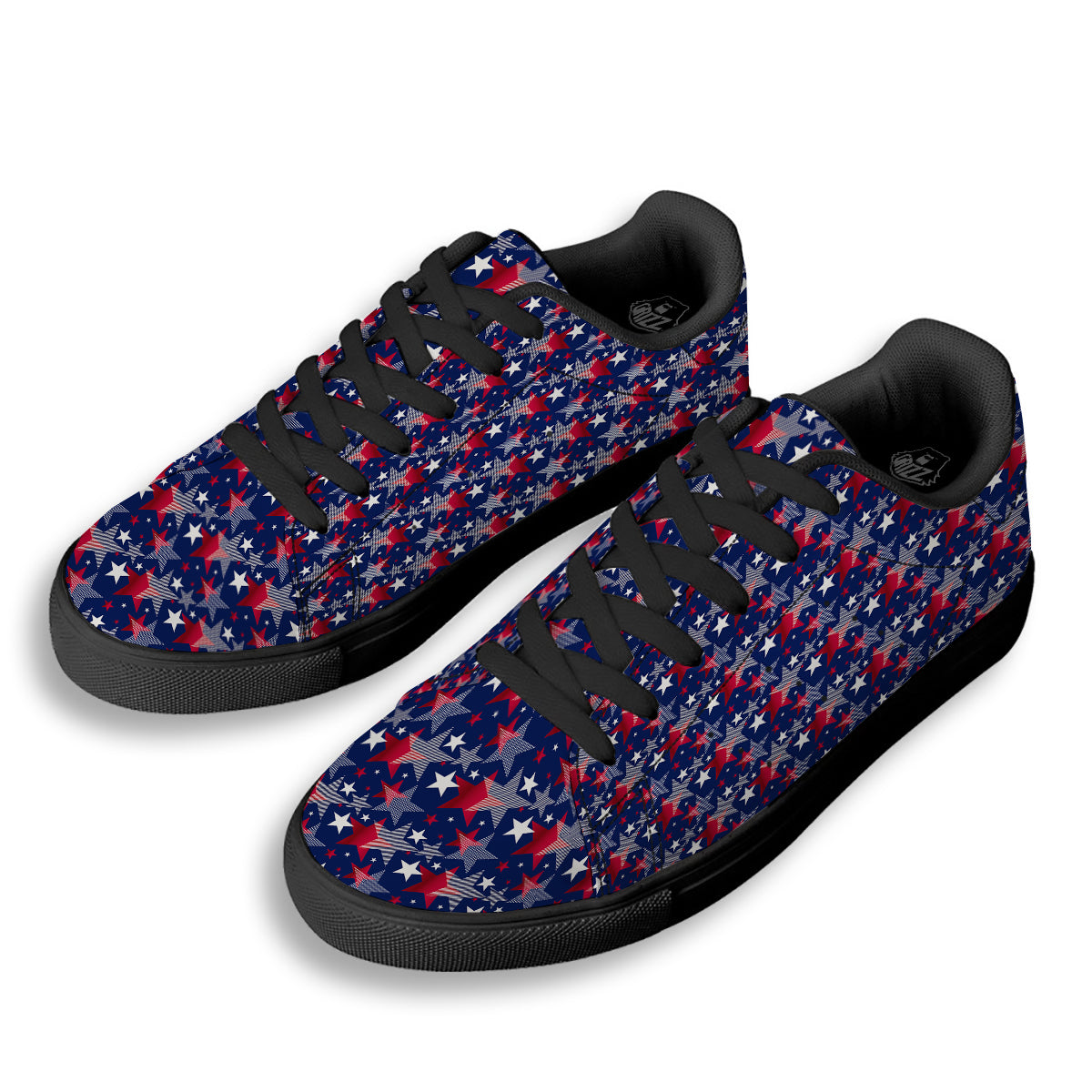 American Star 4th of July Print Pattern Black Low Top Sneakers-grizzshop