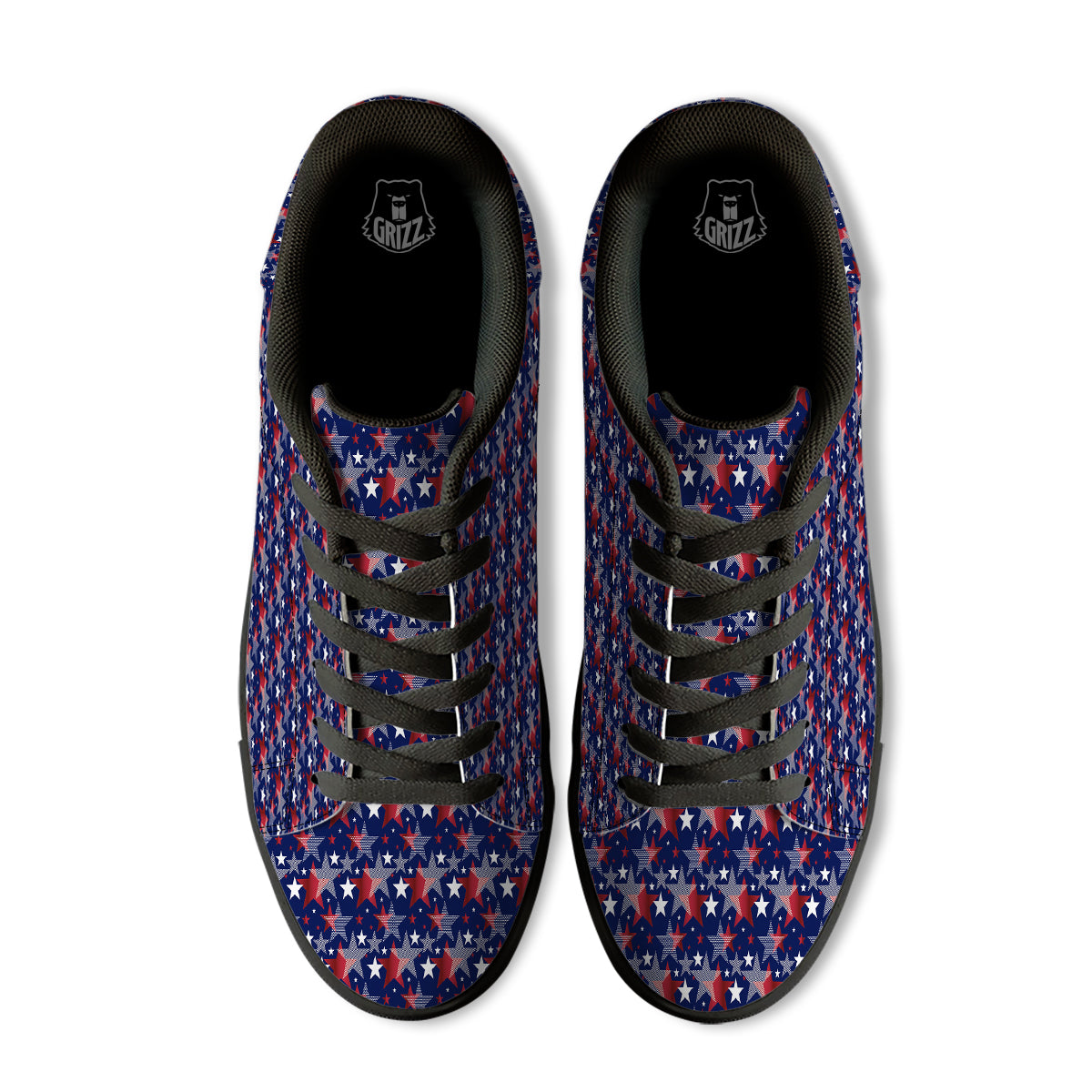 American Star 4th of July Print Pattern Black Low Top Sneakers-grizzshop