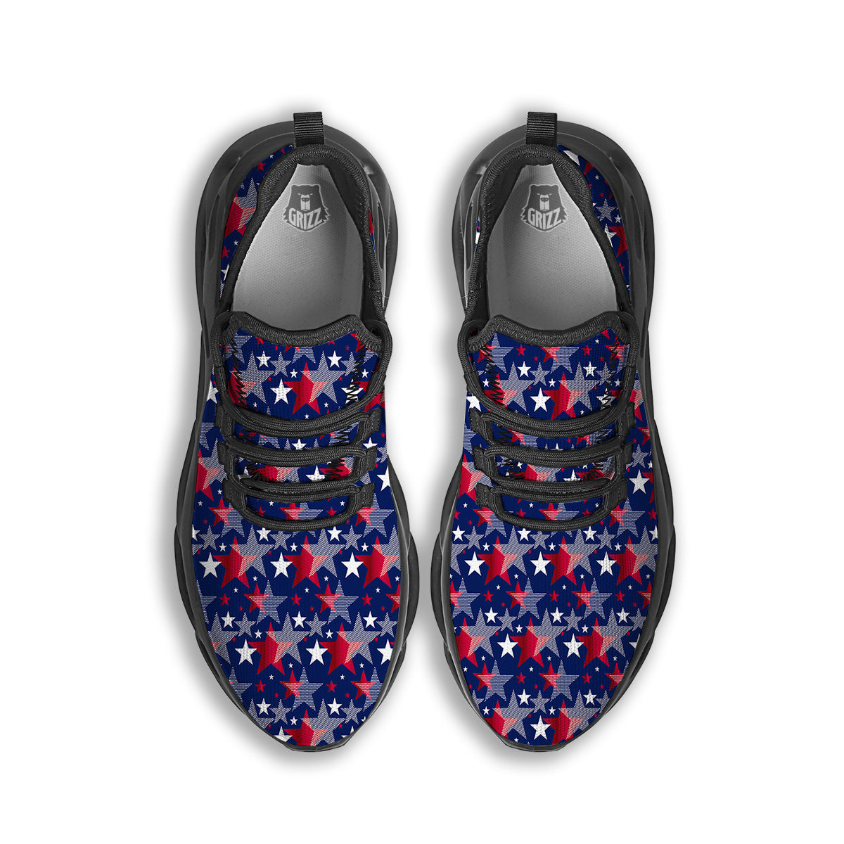 American Star 4th of July Print Pattern Black Running Shoes-grizzshop