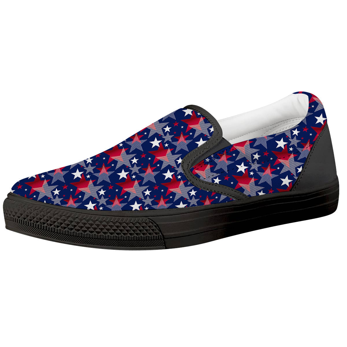 American Star 4th of July Print Pattern Black Slip On Shoes-grizzshop