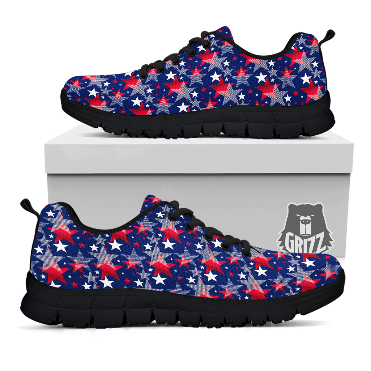 American Star 4th of July Print Pattern Black Sneaker-grizzshop