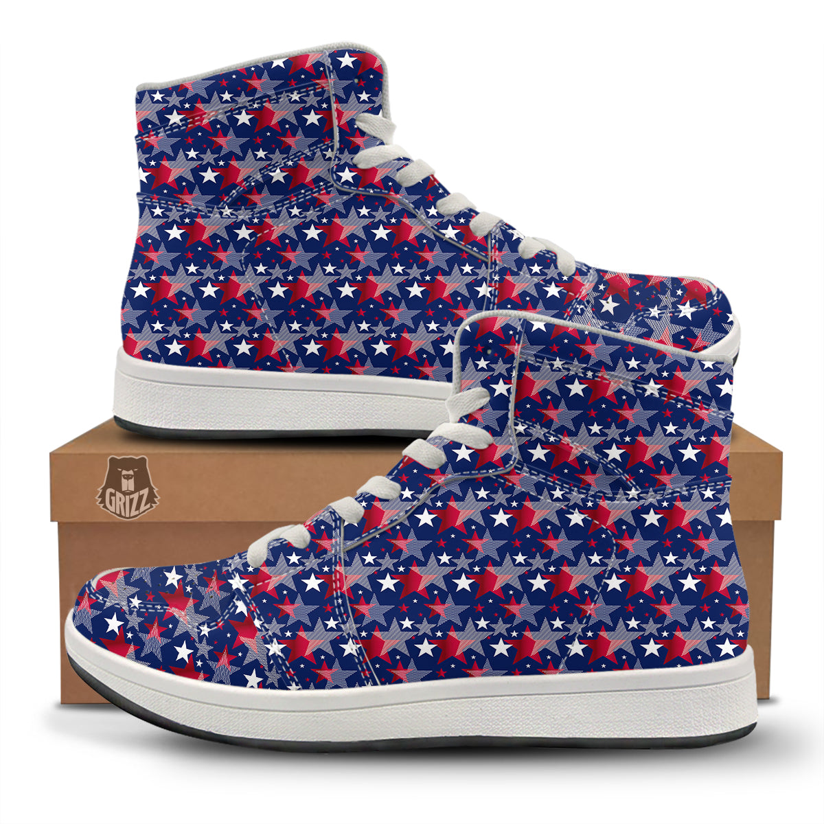 American Star 4th of July Print Pattern High Top Sneakers-grizzshop