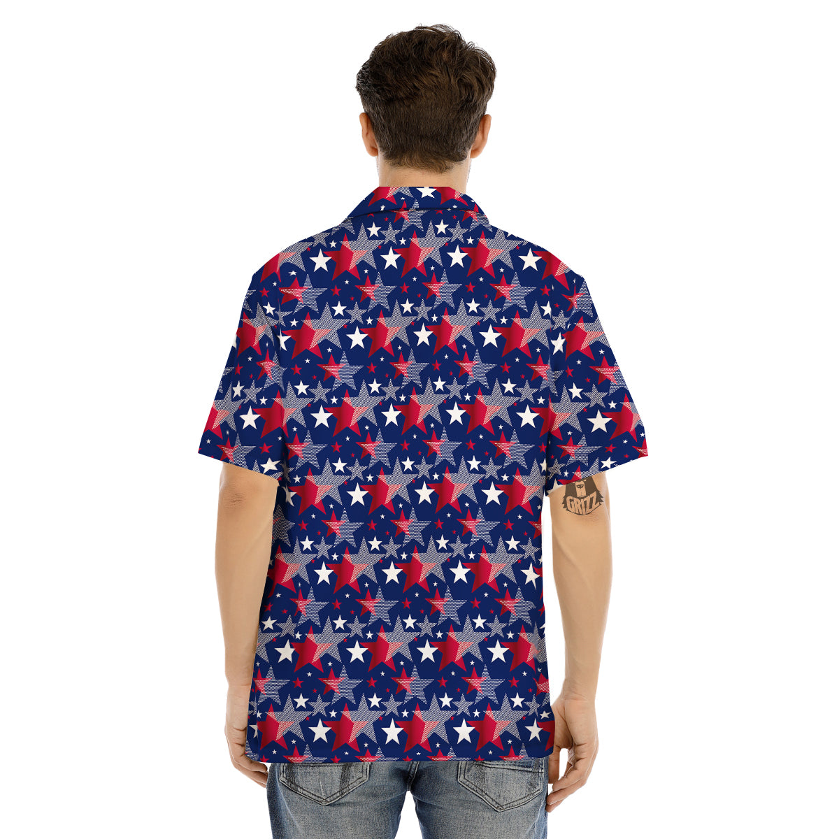 American Star 4th of July Print Pattern Men's Hawaiian Shirt-grizzshop