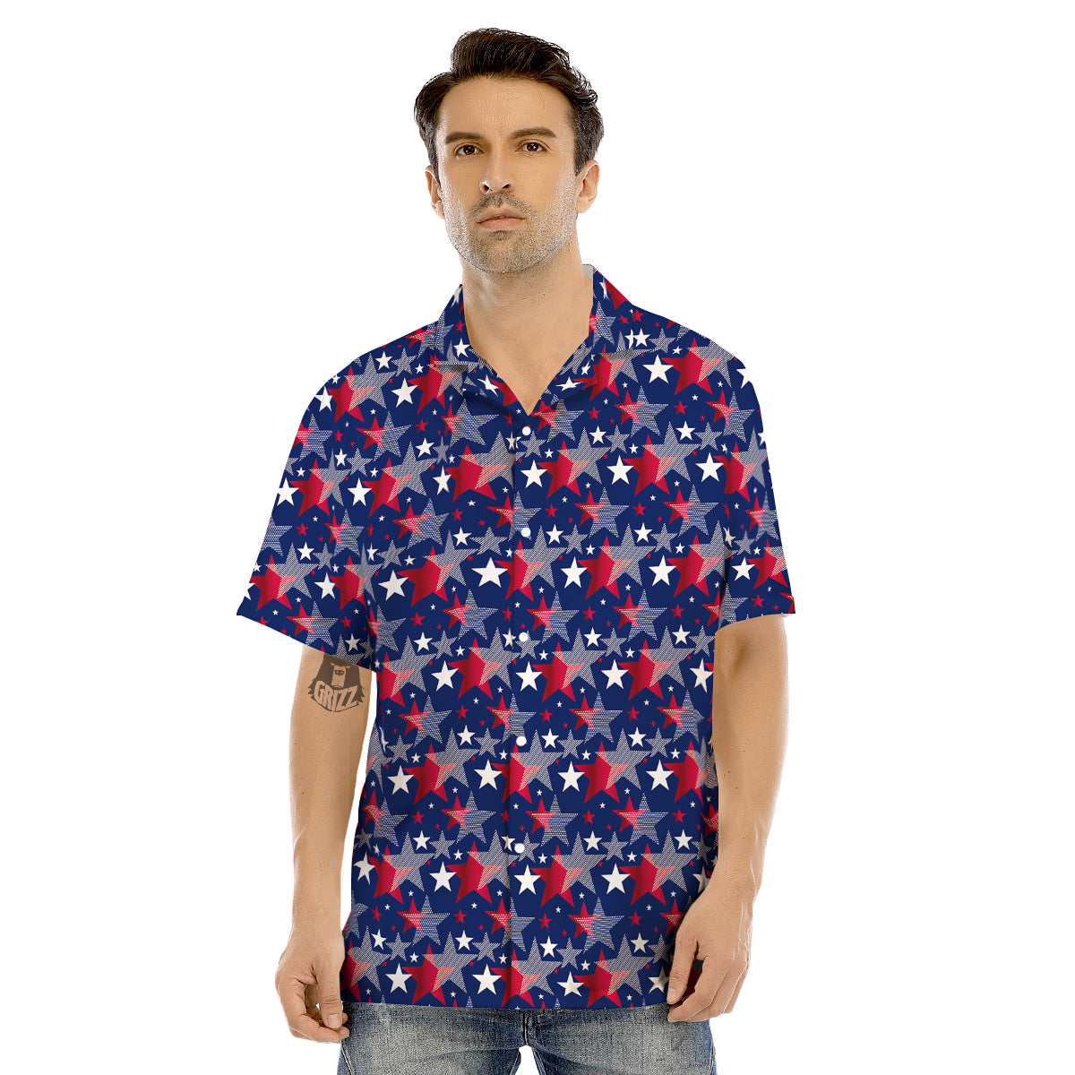 American Star 4th of July Print Pattern Men's Hawaiian Shirt-grizzshop