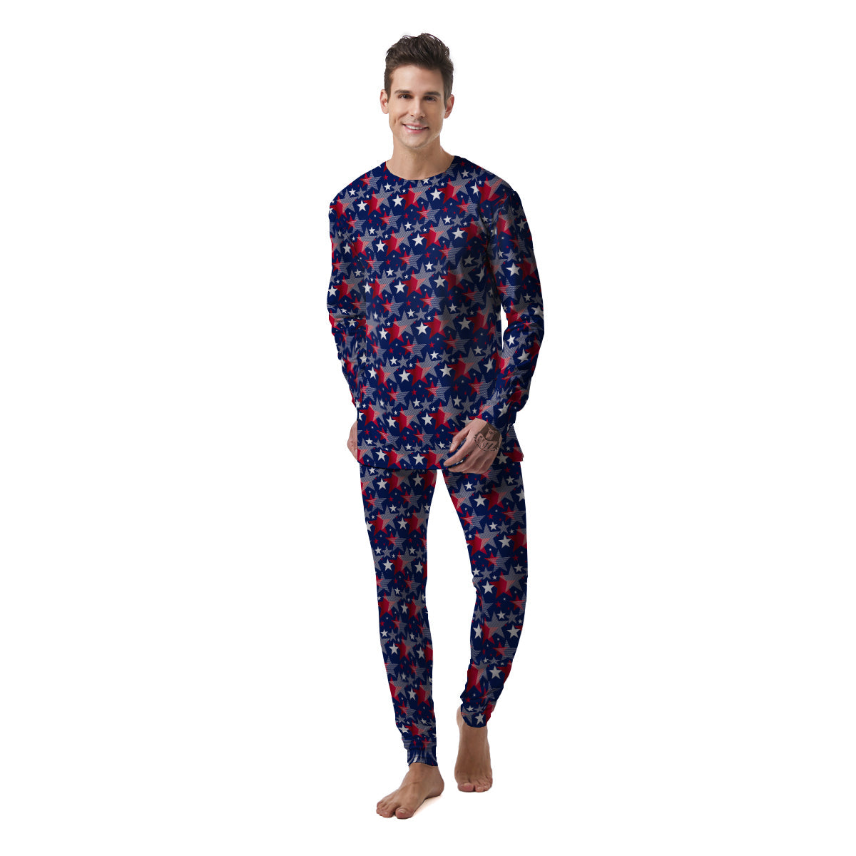 American Star 4th of July Print Pattern Men's Pajamas-grizzshop