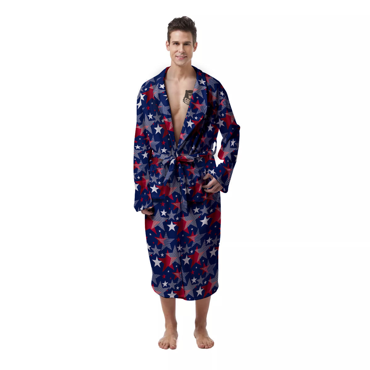 American Star 4th of July Print Pattern Men's Robe-grizzshop