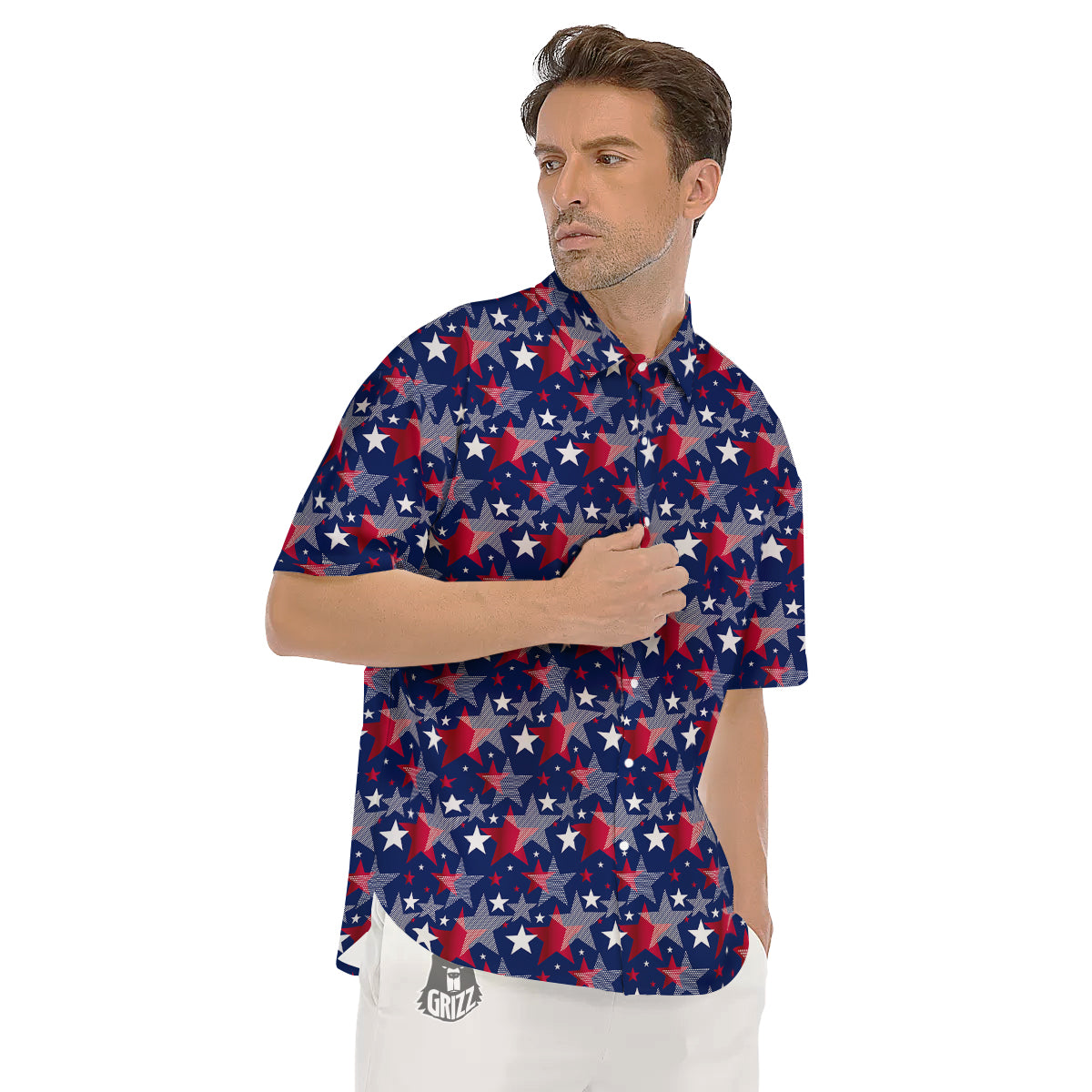 American Star 4th of July Print Pattern Men's Short Sleeve Shirts-grizzshop