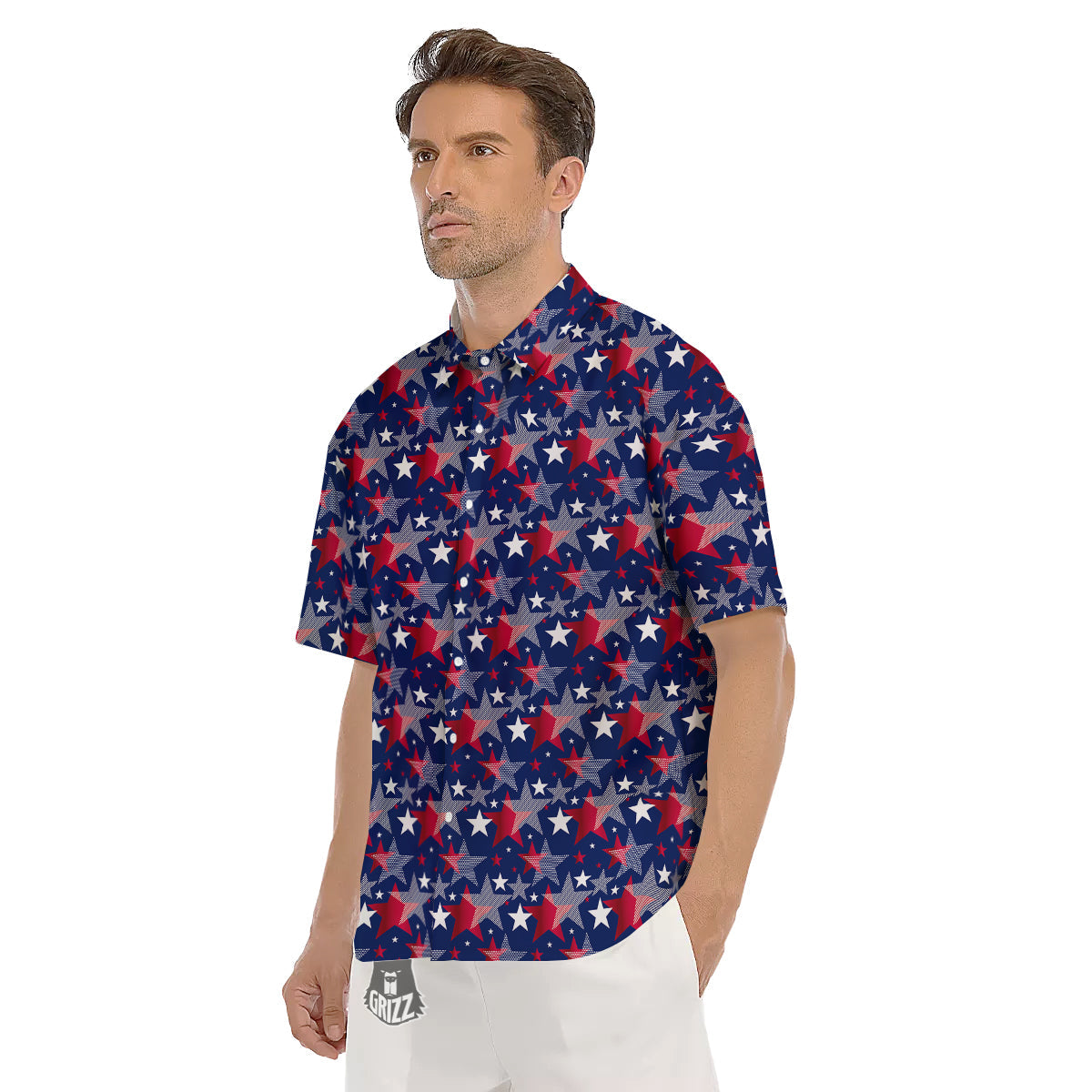 American Star 4th of July Print Pattern Men's Short Sleeve Shirts-grizzshop