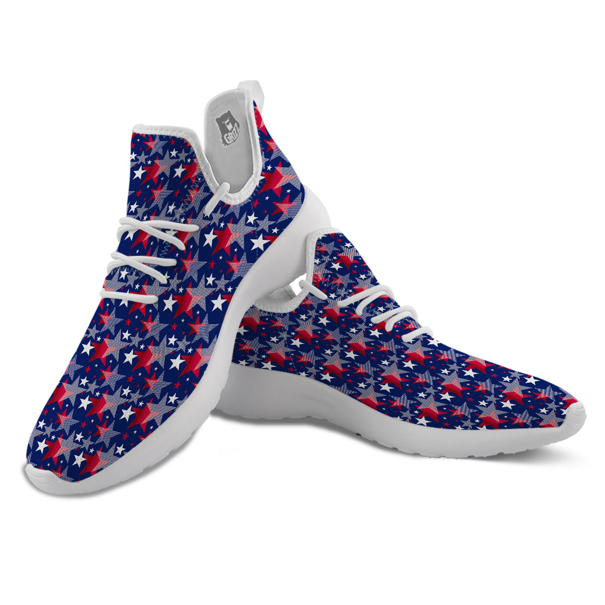 American Star 4th of July Print Pattern White Athletic Shoes-grizzshop
