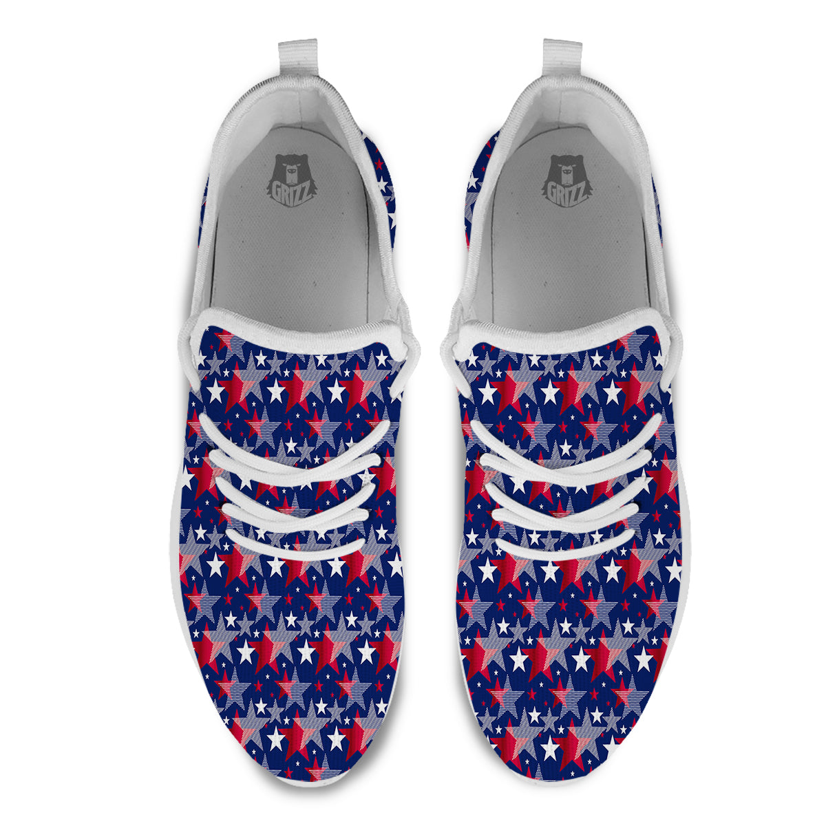American Star 4th of July Print Pattern White Athletic Shoes-grizzshop