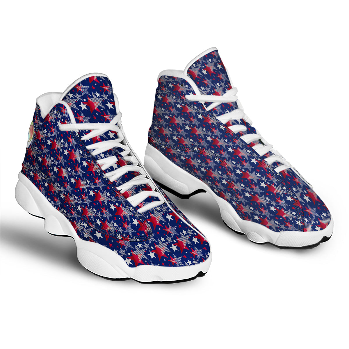 American Star 4th of July Print Pattern White Basketball Shoes-grizzshop
