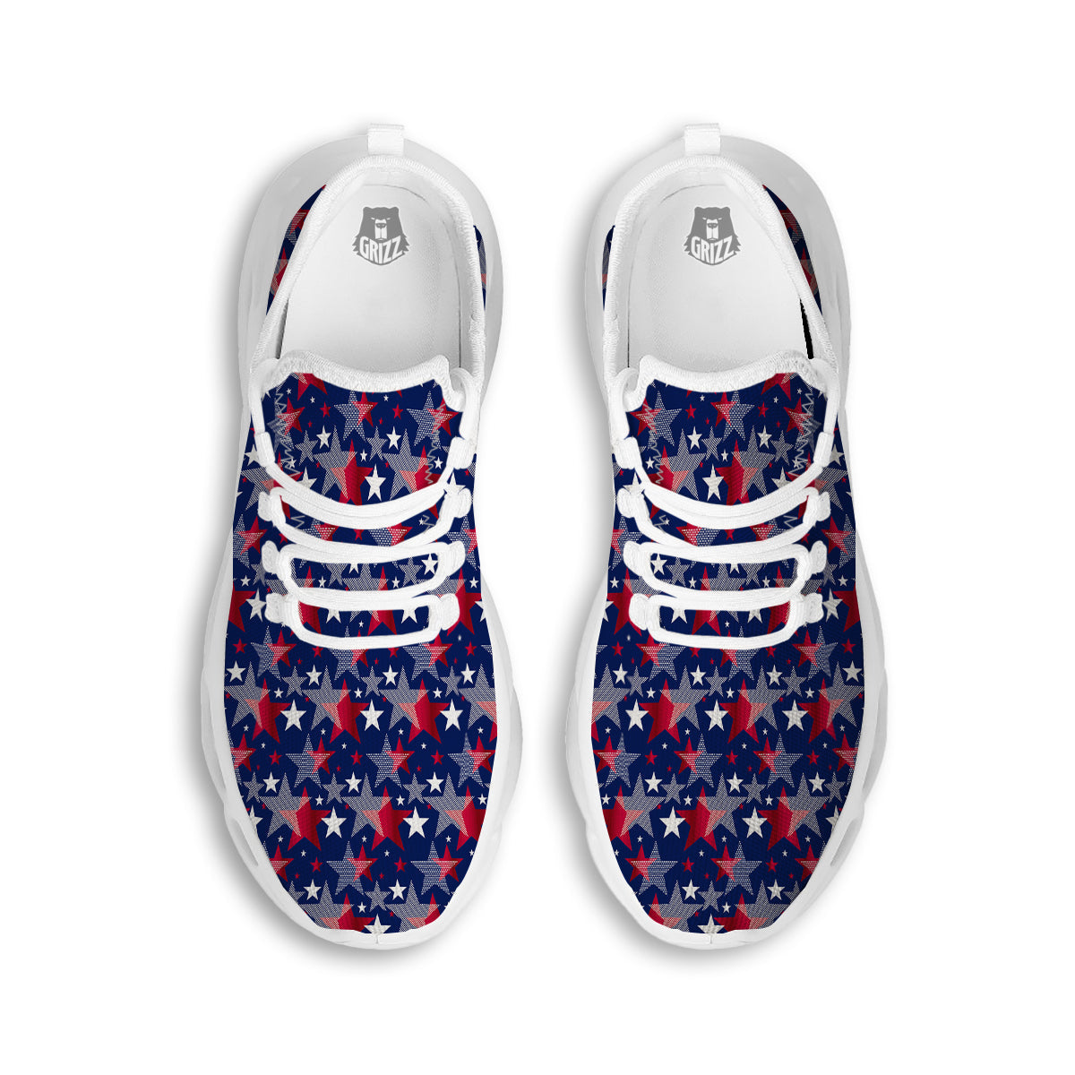 American Star 4th of July Print Pattern White Running Shoes-grizzshop