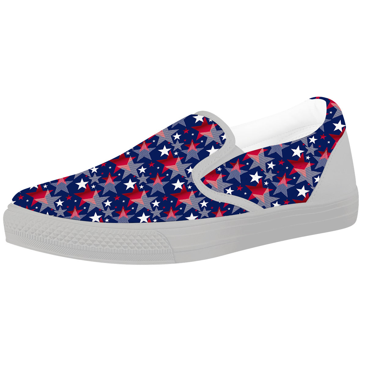 American Star 4th of July Print Pattern White Slip On Shoes-grizzshop
