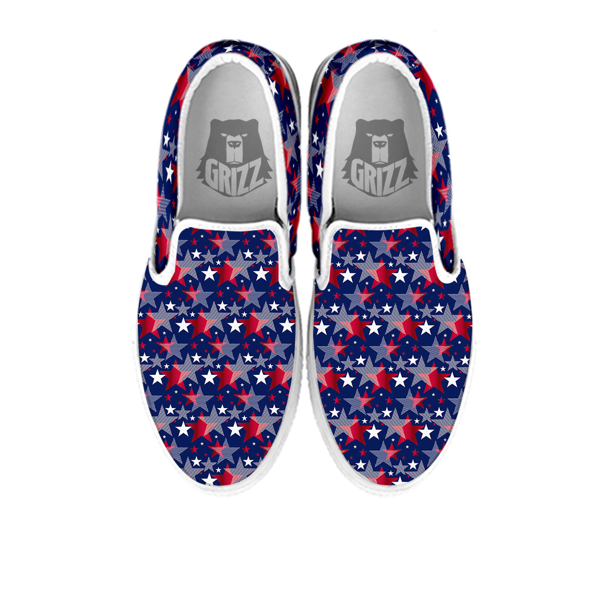 American Star 4th of July Print Pattern White Slip On Shoes-grizzshop