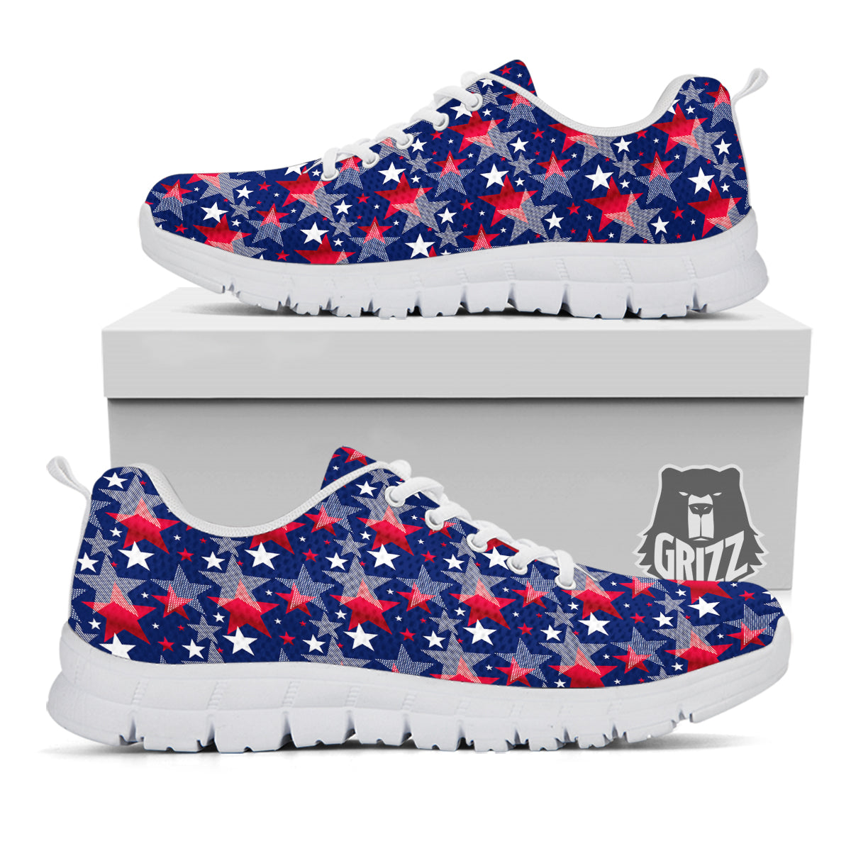 American Star 4th of July Print Pattern White Sneaker-grizzshop