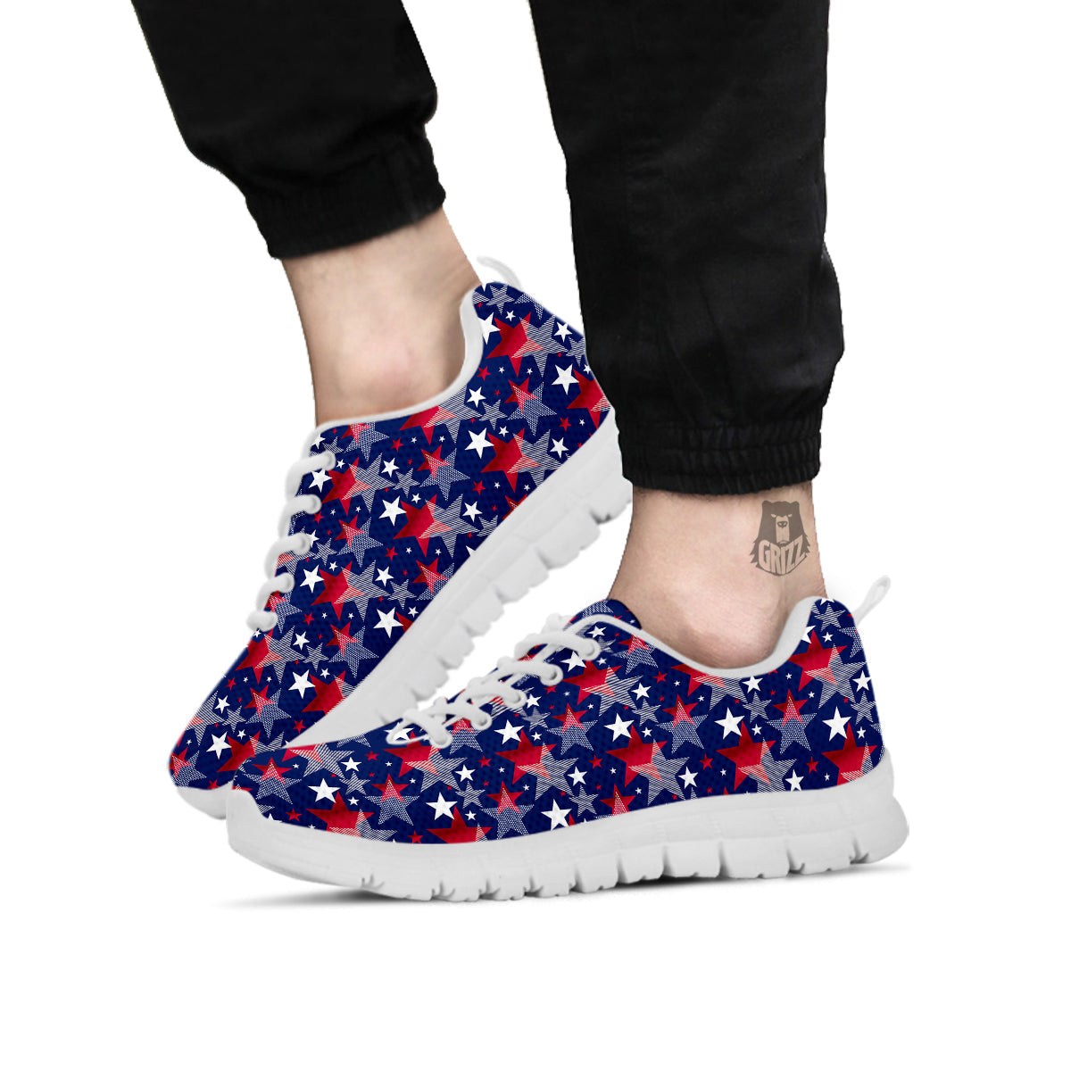 American Star 4th of July Print Pattern White Sneaker-grizzshop