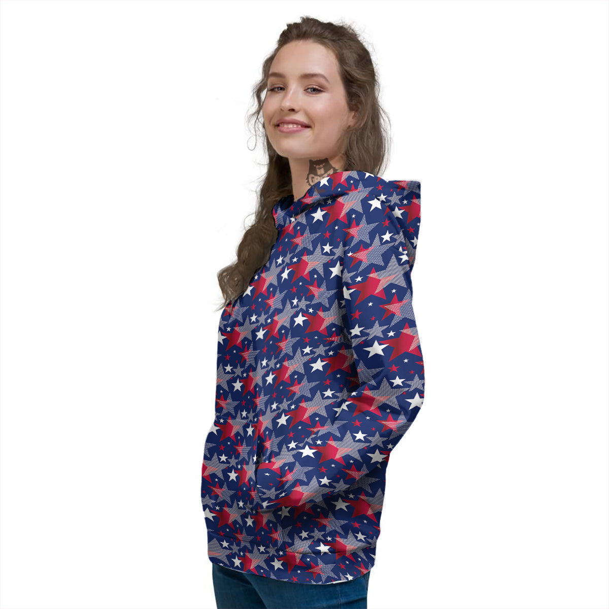 American Star 4th of July Print Pattern Women's Hoodie-grizzshop