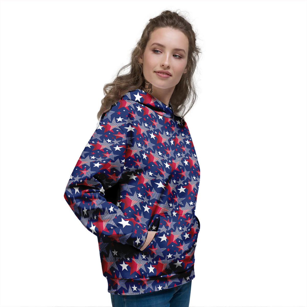 American Star 4th of July Print Pattern Women's Hoodie-grizzshop