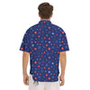 American Star Blue And Red Print Pattern Men's Short Sleeve Shirts-grizzshop