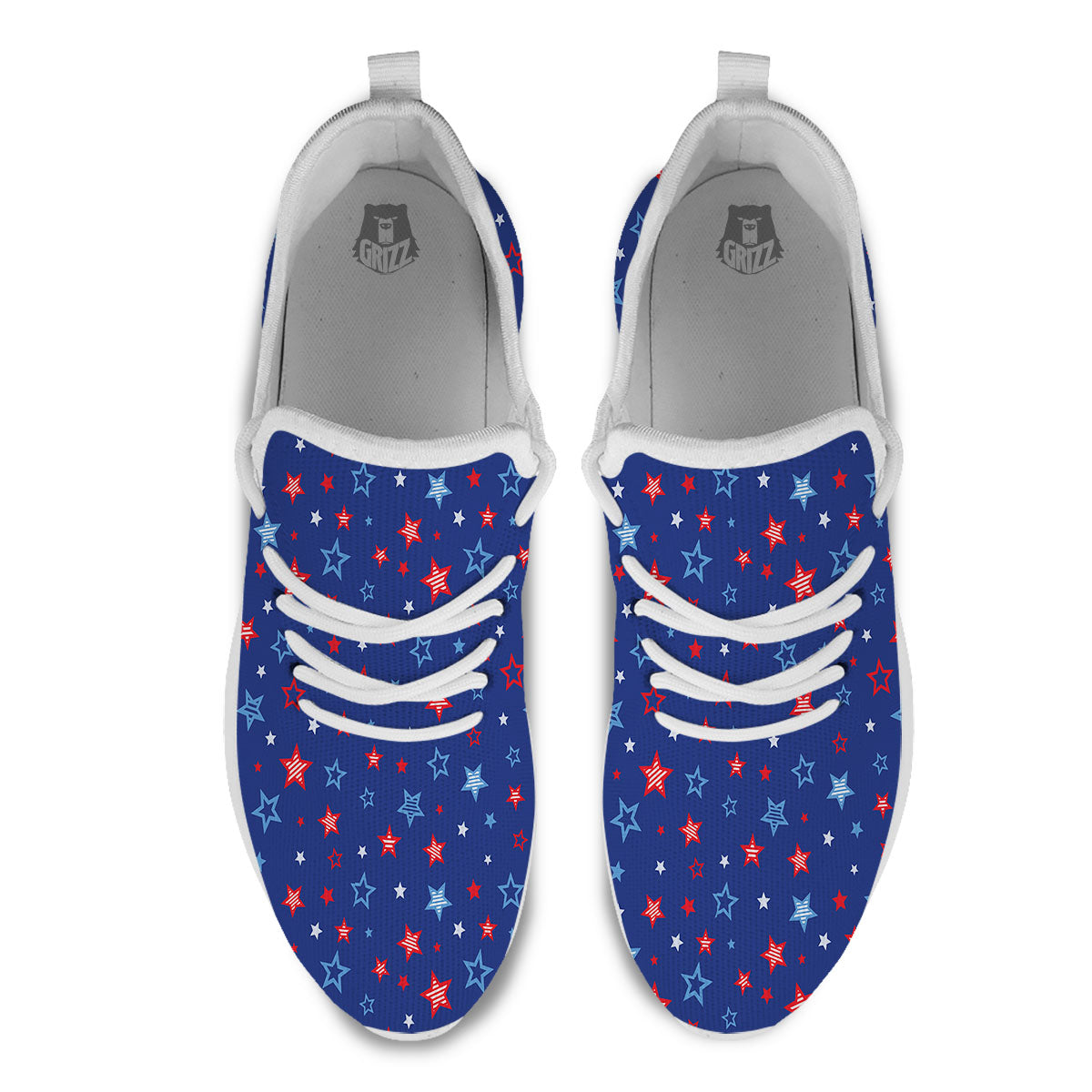 American Star Blue And Red Print Pattern White Athletic Shoes-grizzshop