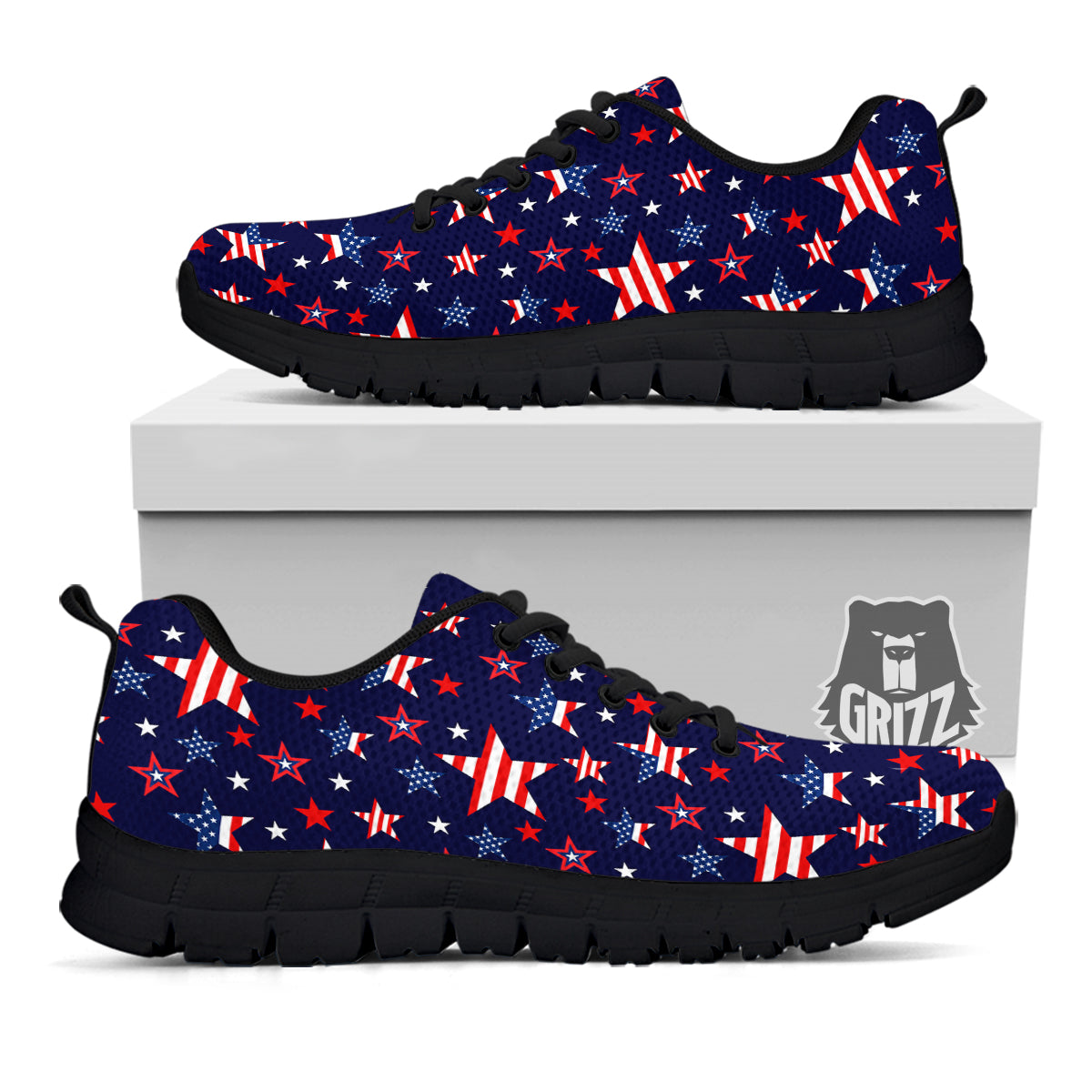 American Star Print Pattern Black Sneaker-grizzshop