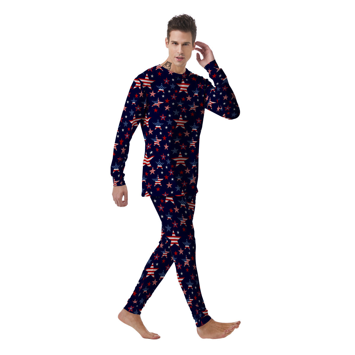 American Star Print Pattern Men's Pajamas-grizzshop