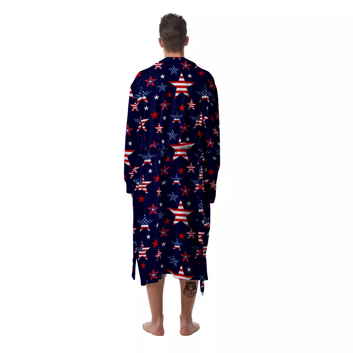 American Star Print Pattern Men's Robe-grizzshop
