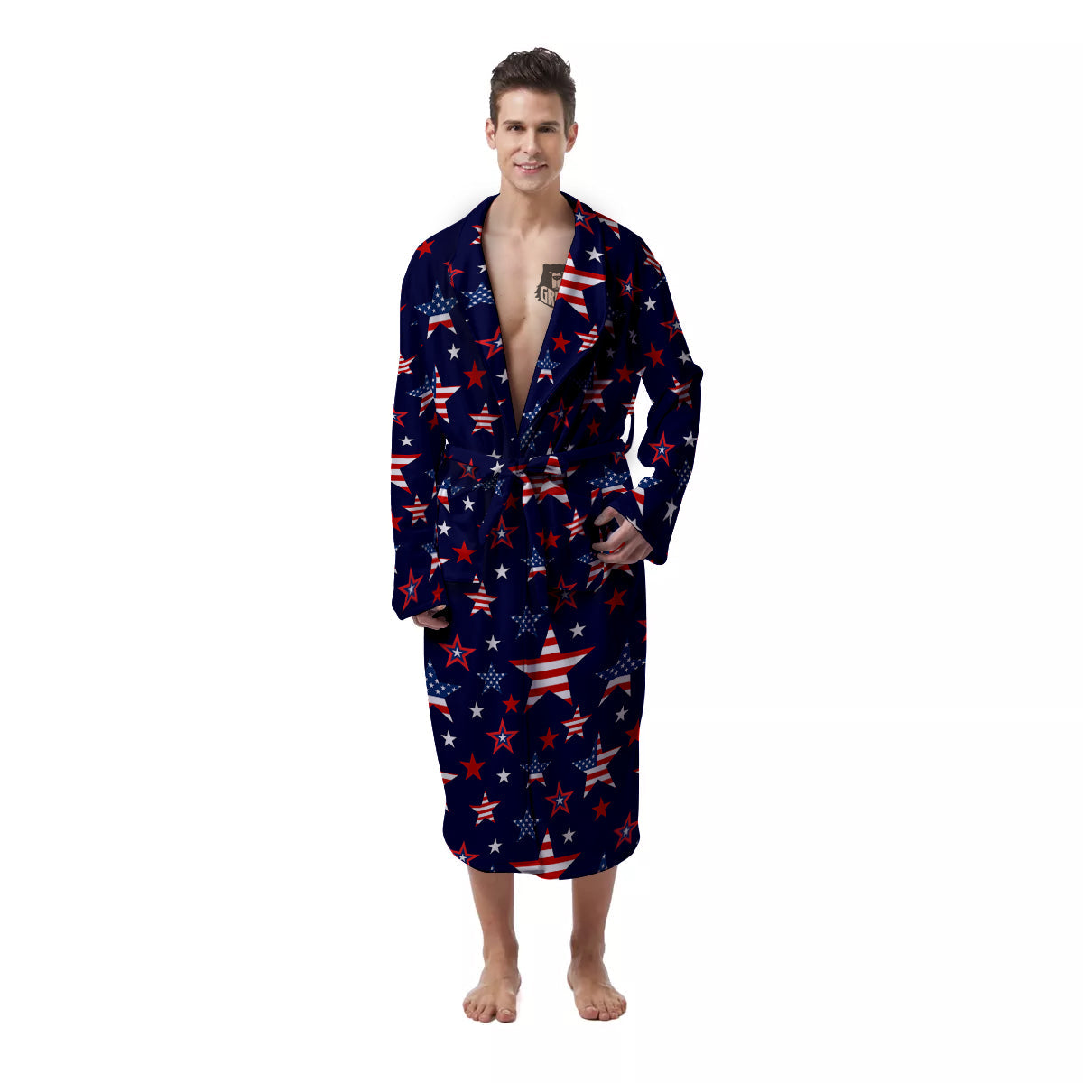 American Star Print Pattern Men's Robe-grizzshop