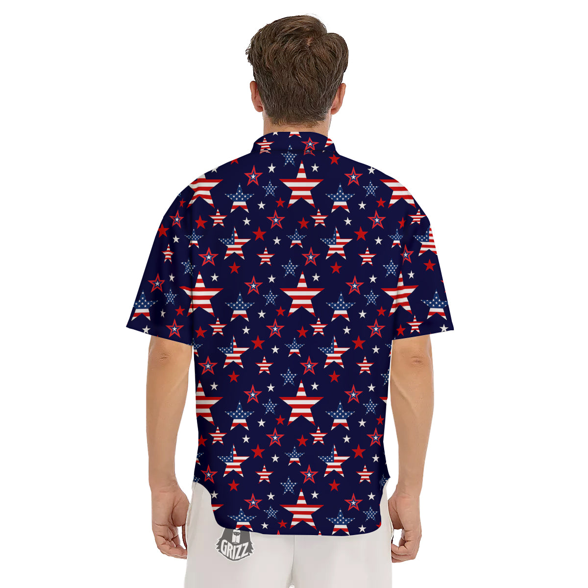 American Star Print Pattern Men's Short Sleeve Shirts-grizzshop