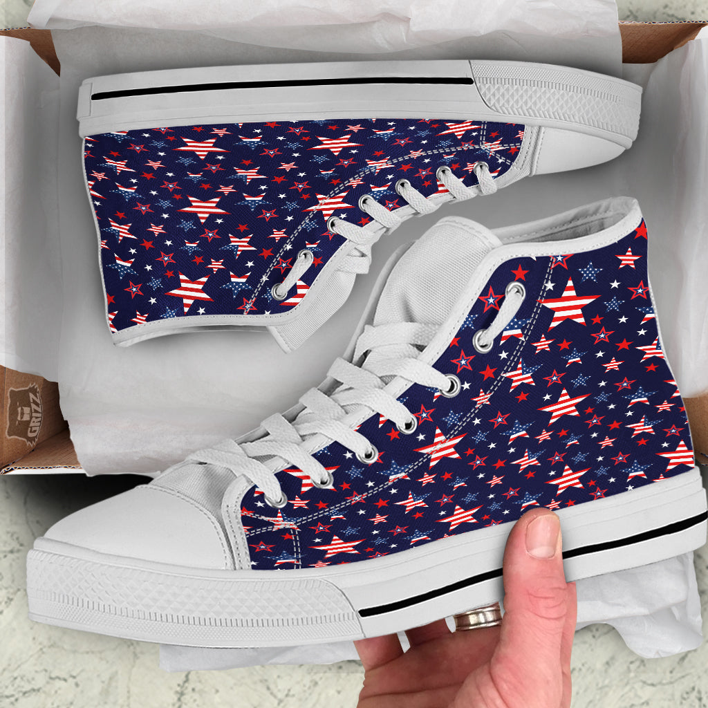 American Star Print Pattern White High Top Shoes-grizzshop