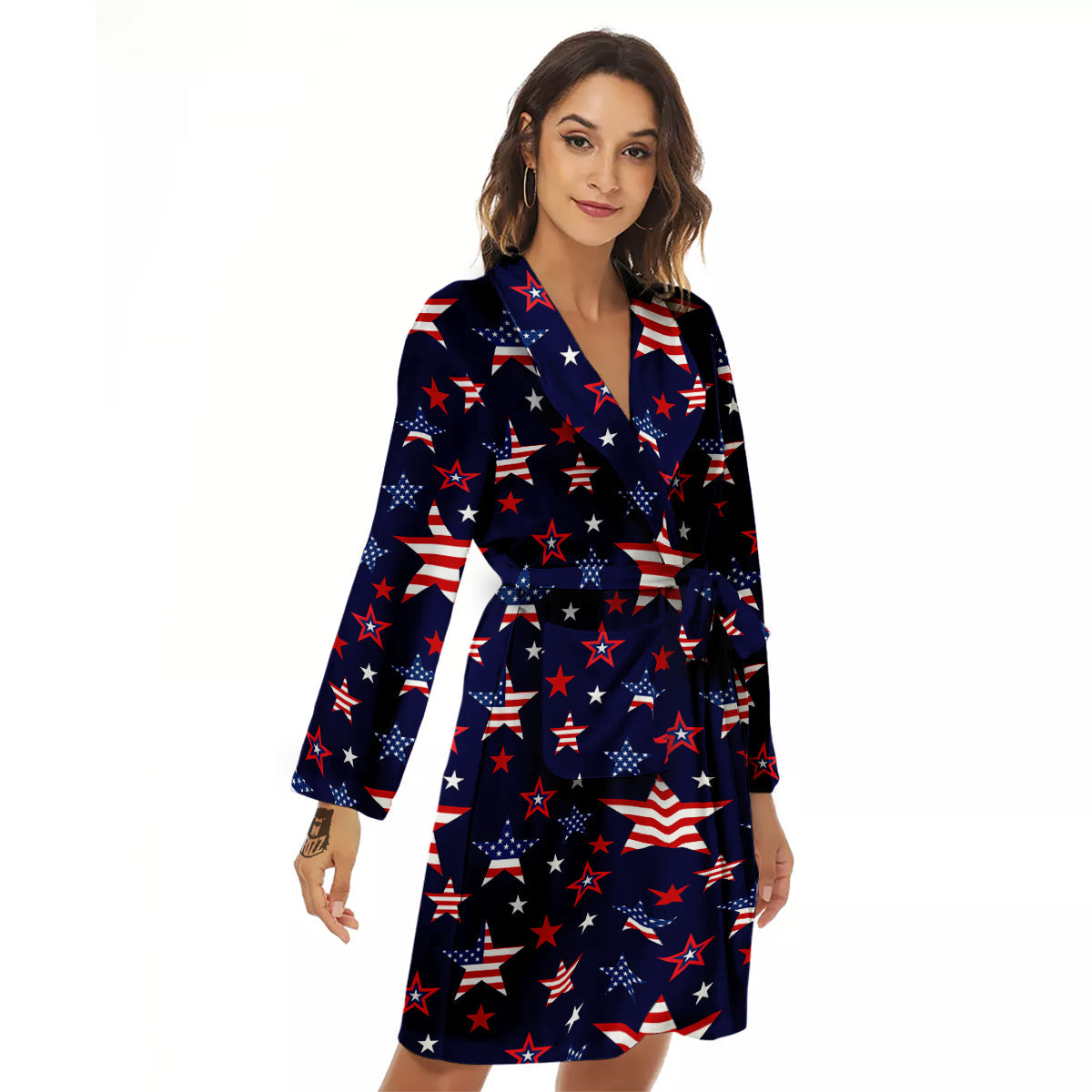 American Star Print Pattern Women's Robe-grizzshop