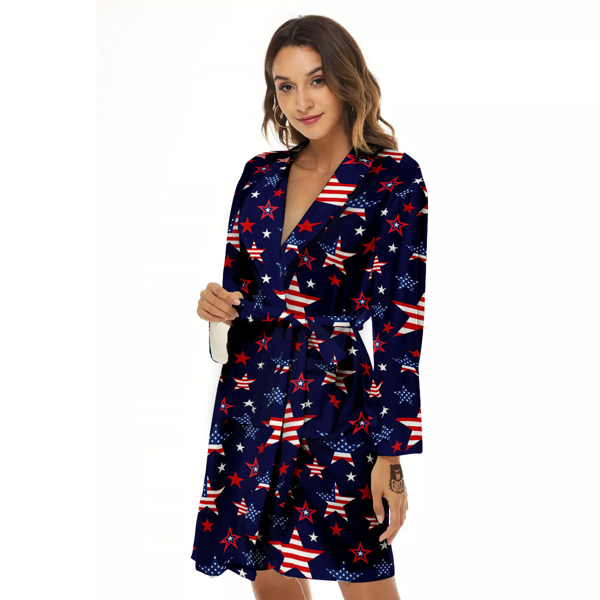 American Star Print Pattern Women's Robe-grizzshop