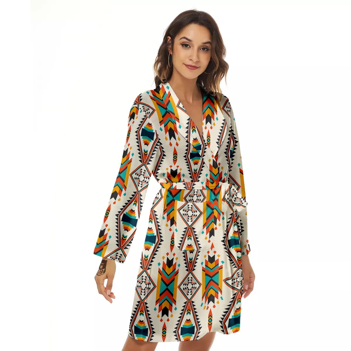 American Tribal Native Print Pattern Women's Robe-grizzshop