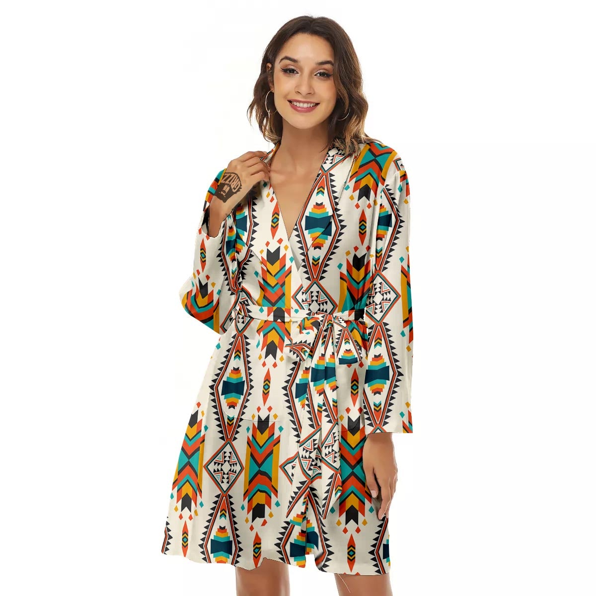 American Tribal Native Print Pattern Women's Robe-grizzshop