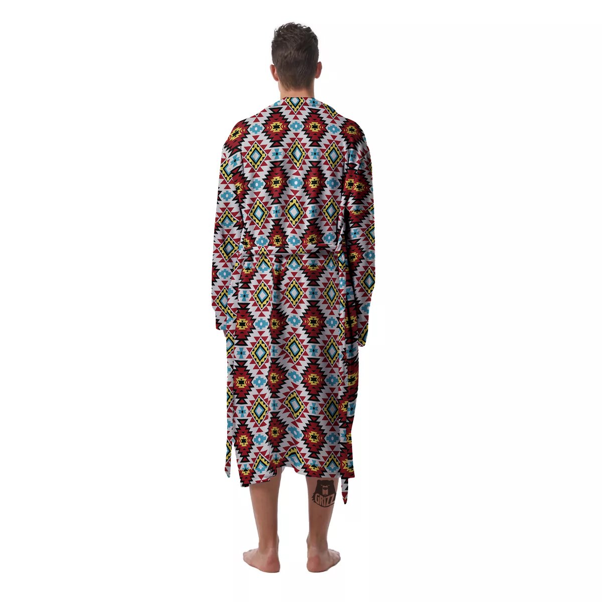 American Turquoise Native Print Pattern Men's Robe-grizzshop