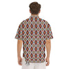 American Turquoise Native Print Pattern Men's Short Sleeve Shirts-grizzshop