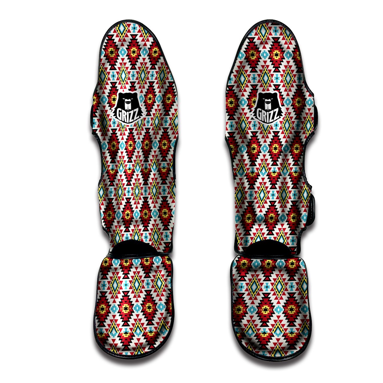 American Turquoise Native Print Pattern Muay Thai Shin Guards-grizzshop