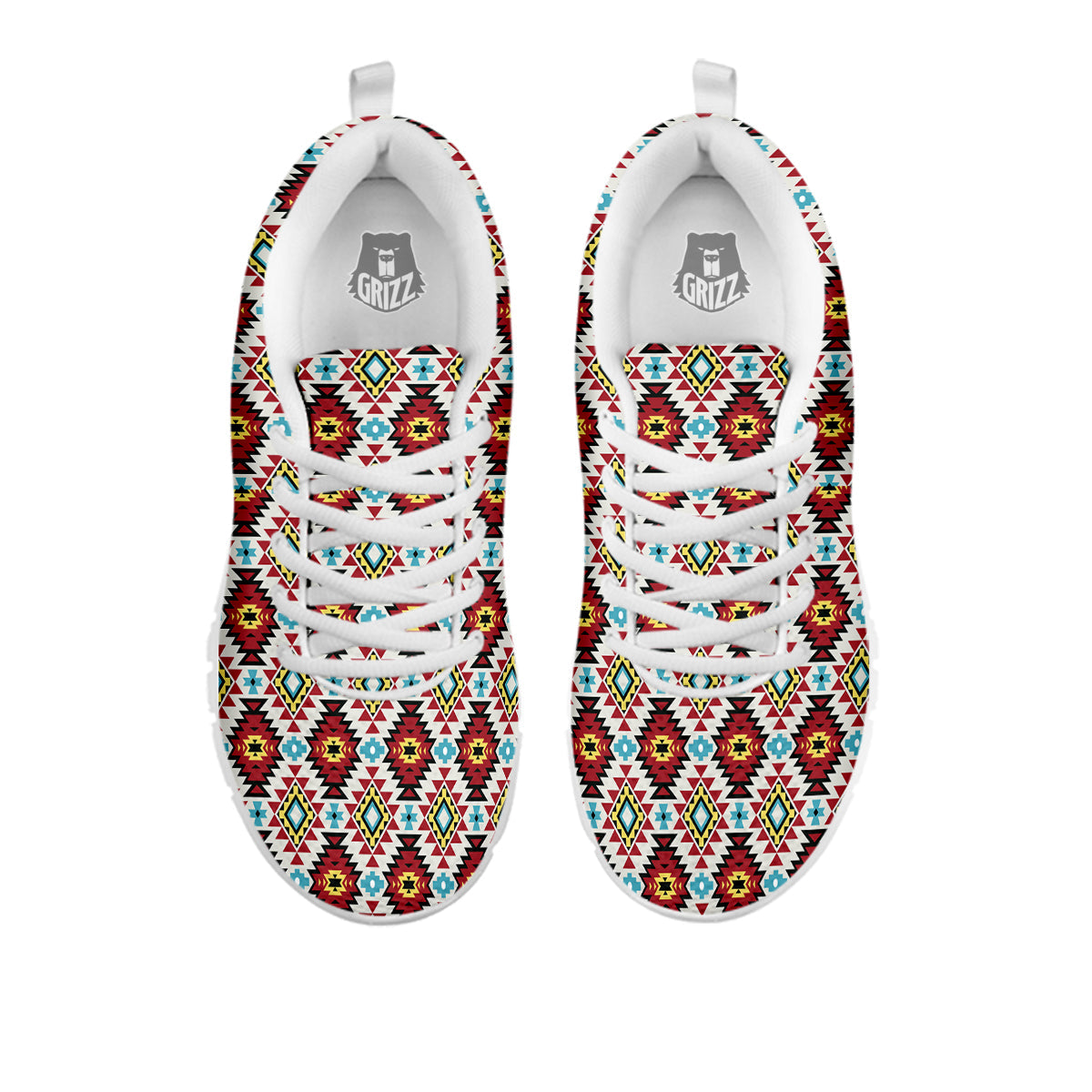 American Turquoise Native Print Pattern White Sneaker-grizzshop