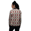 American Turquoise Native Print Pattern Women's Bomber Jacket-grizzshop