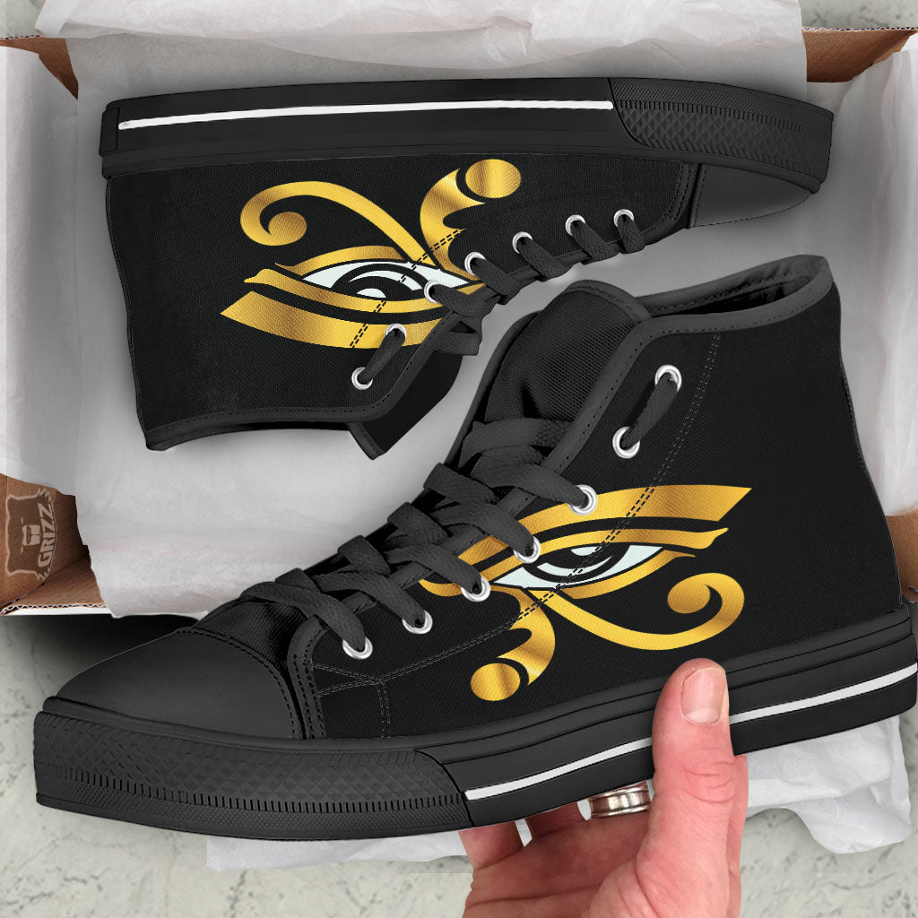 Amulet Eye Of Horus Print Black High Top Shoes-grizzshop