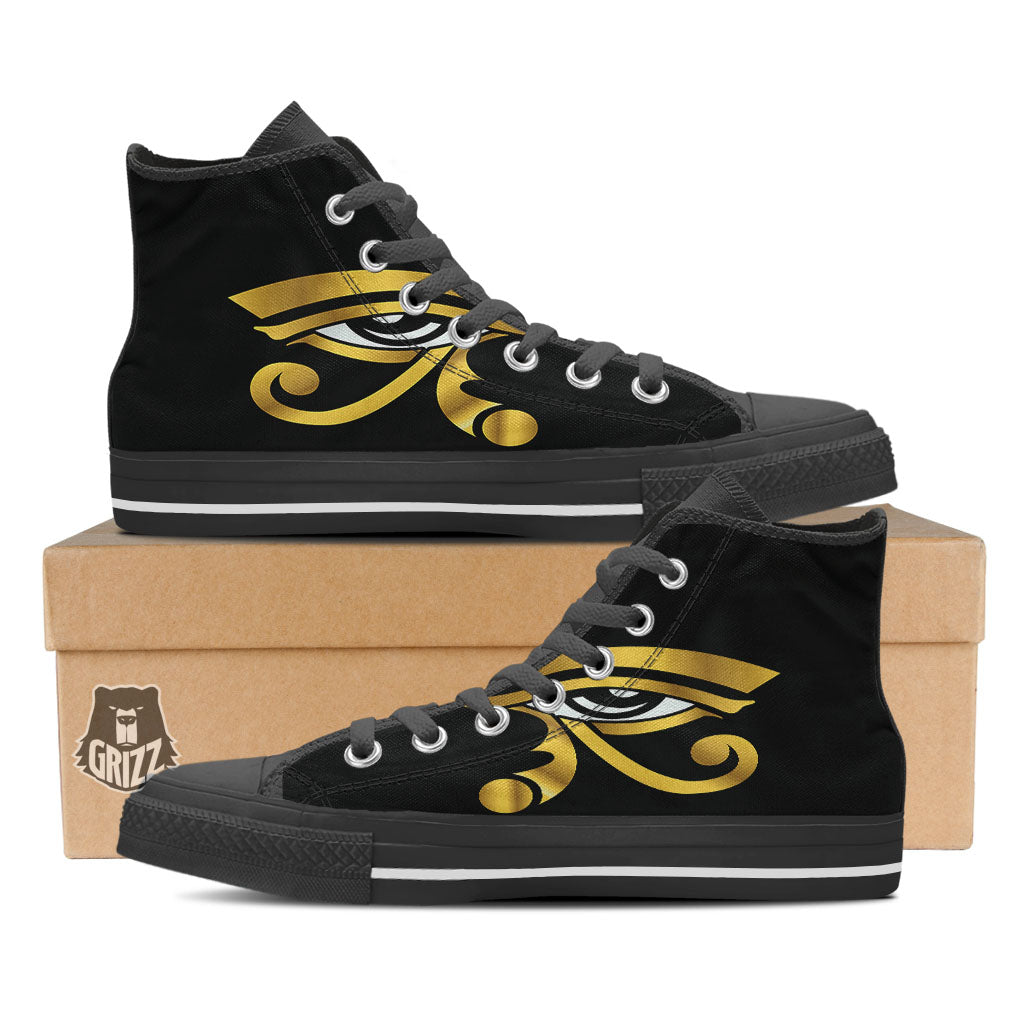 Amulet Eye Of Horus Print Black High Top Shoes-grizzshop
