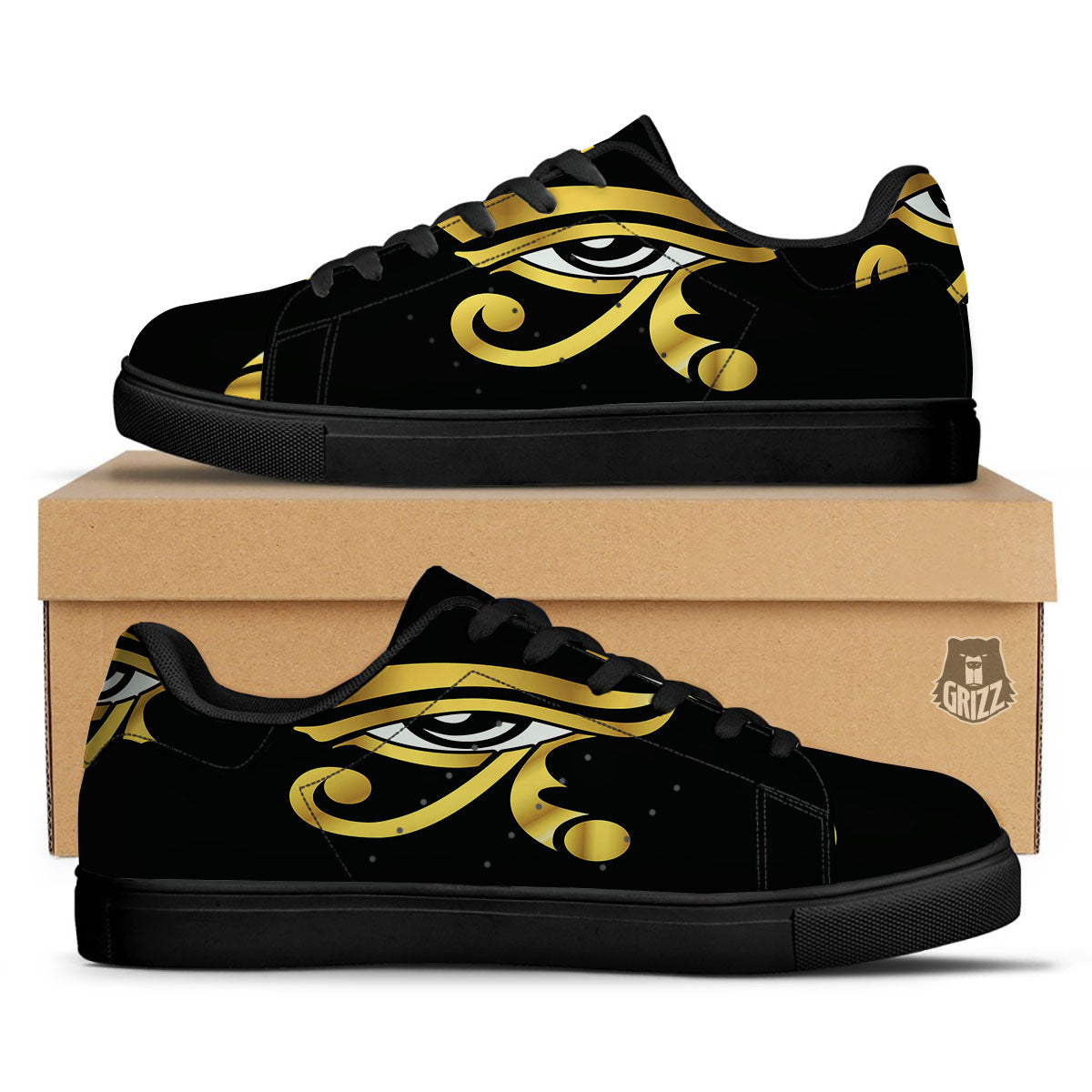 Amulet Eye Of Horus Print Black Low Top Sneakers-grizzshop