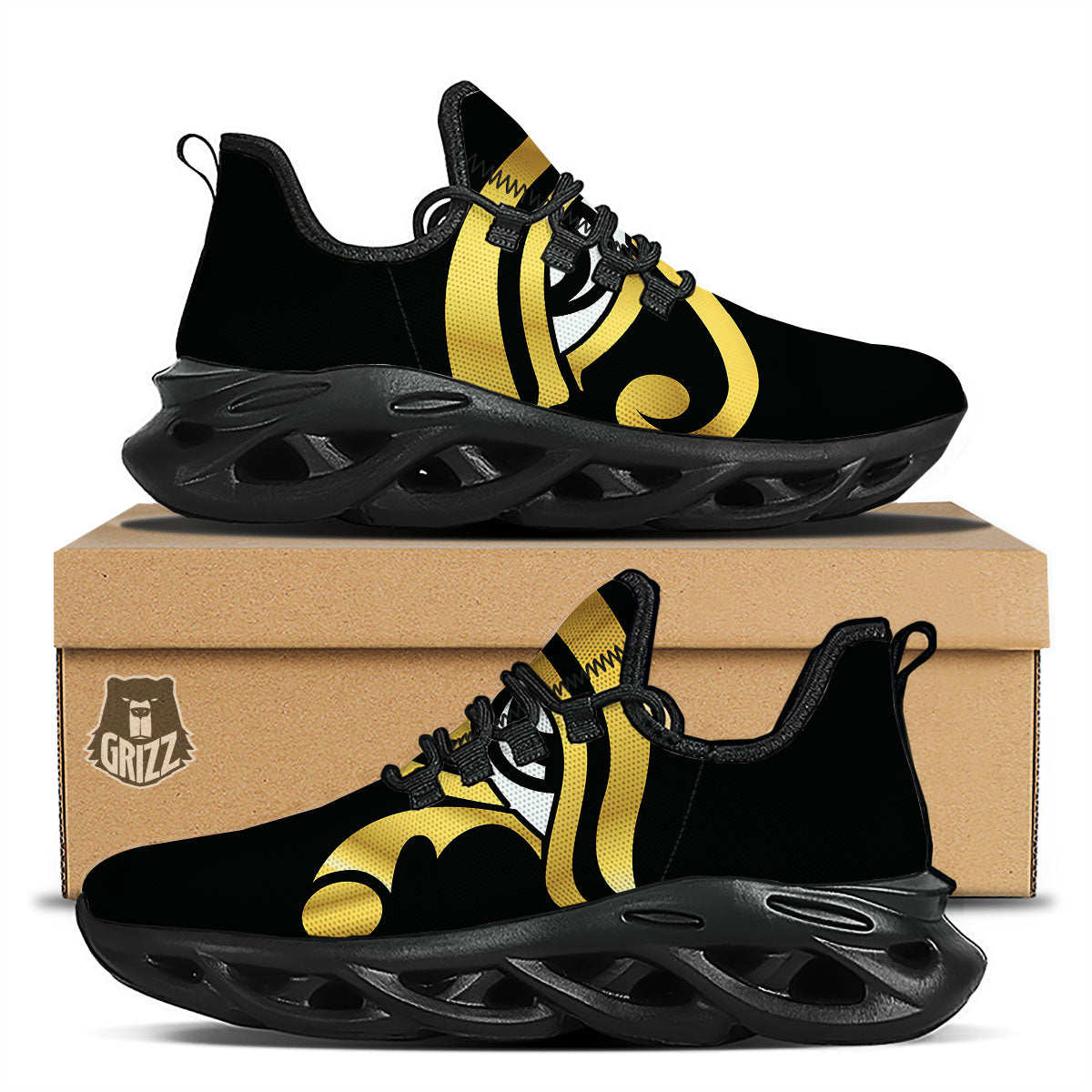 Amulet Eye Of Horus Print Black Running Shoes-grizzshop