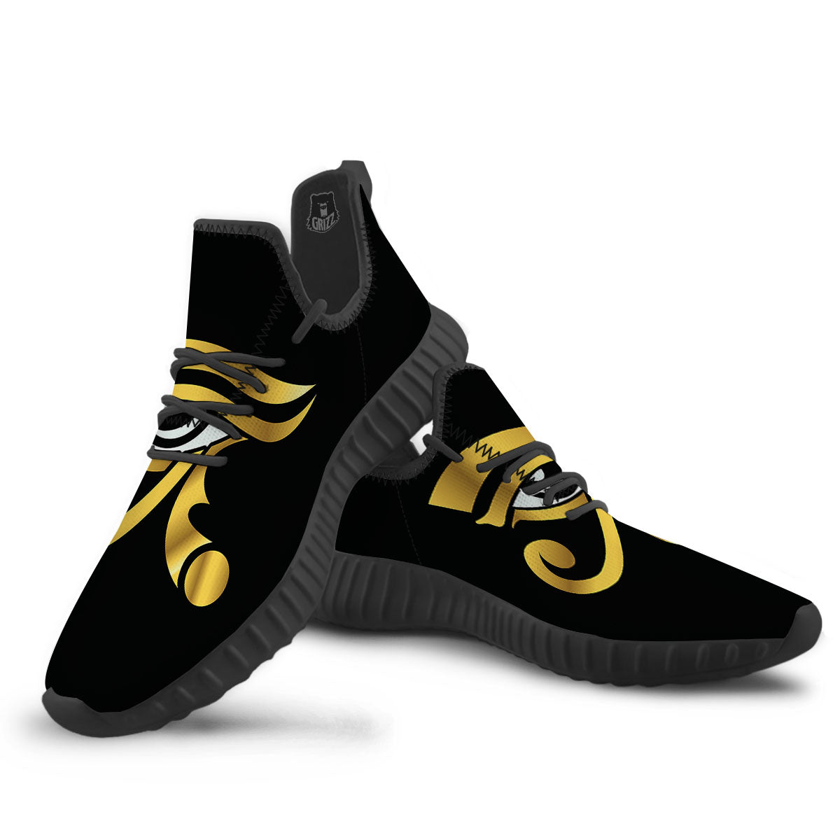 Amulet Eye Of Horus Print Black Walking Shoes-grizzshop