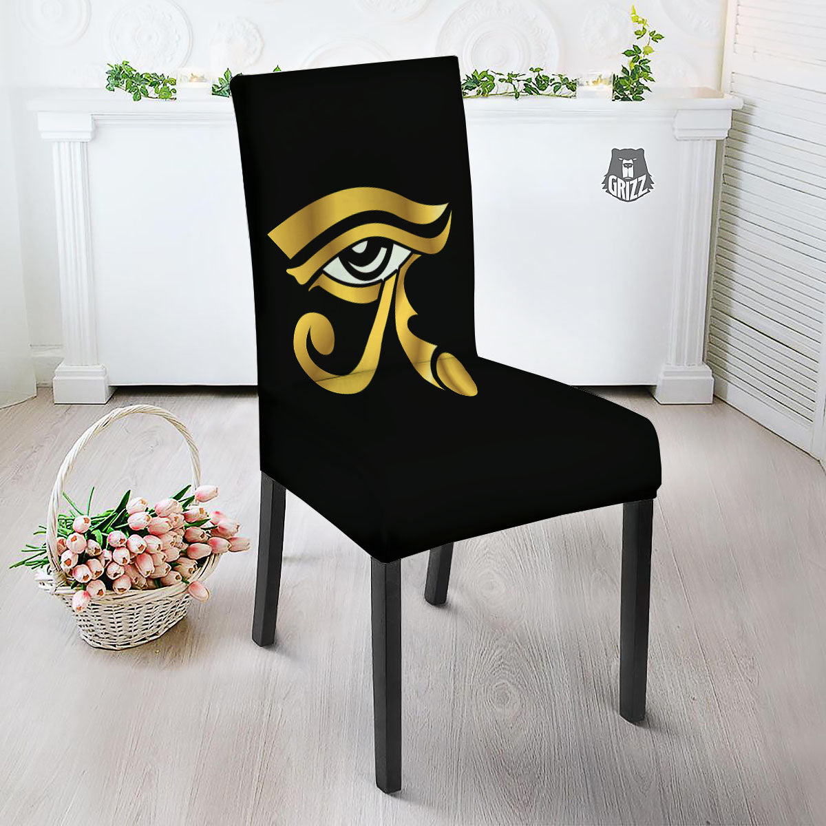 Amulet Eye Of Horus Print Dining Chair Slipcover-grizzshop