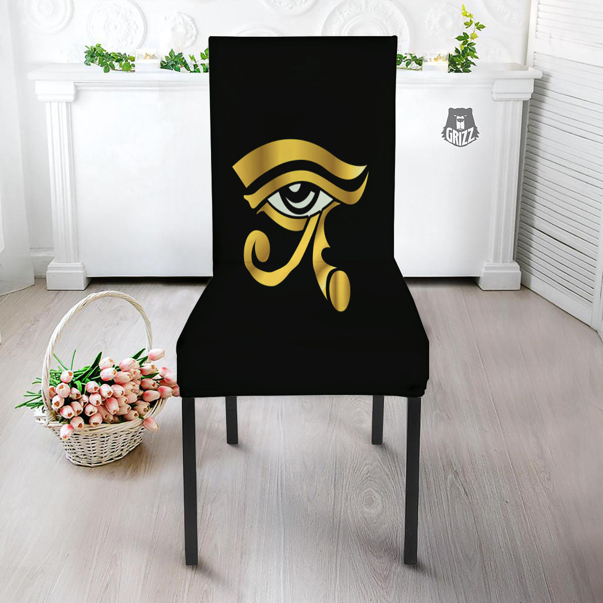 Amulet Eye Of Horus Print Dining Chair Slipcover-grizzshop