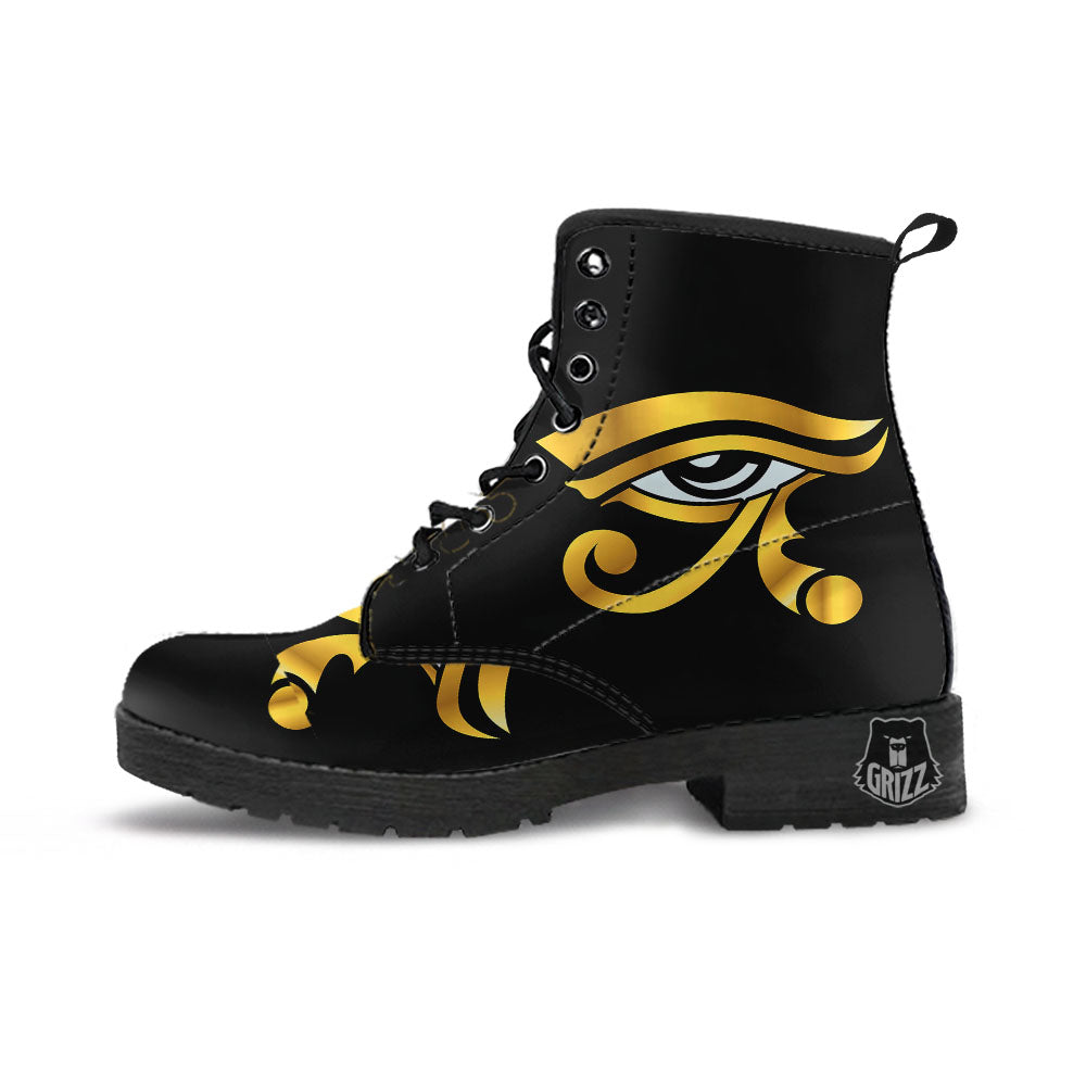 Amulet Eye Of Horus Print Leather Boots-grizzshop